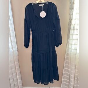 NWT RusttyDustty Women’s Modern Bohemian Sheer Tiered Dress Size Medium …